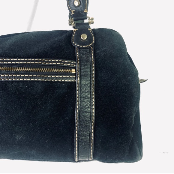 LIZ CLAIRBORNE GENUINE LEATHER HANDBAG BLACK LEATHER SHOULDER WOMEN MEDIUM BAG - Picture 12 of 17